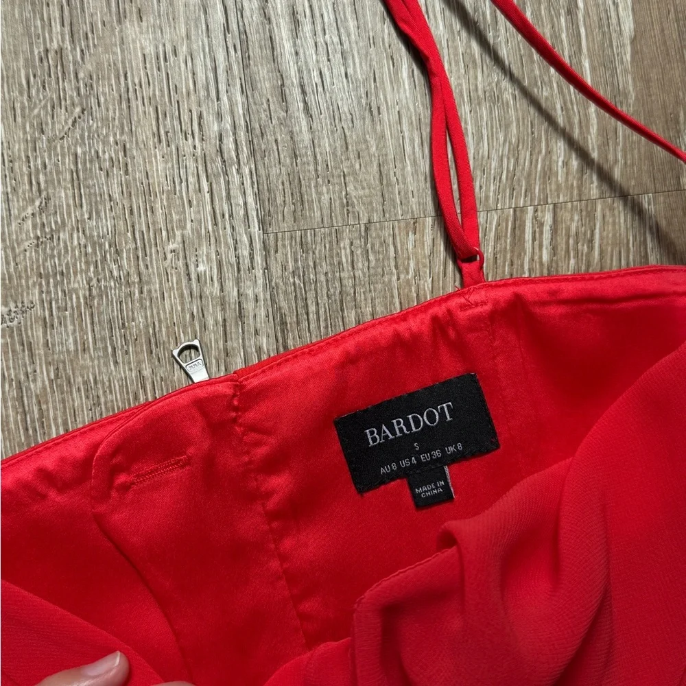 Bardot Martini Midi Dress in Fire Red Sweetheart Bodice - Picture 4 of 5